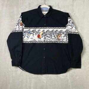 Vtg Karman Looney Tunes Western Collection L/S Button Up Shirt Womens L